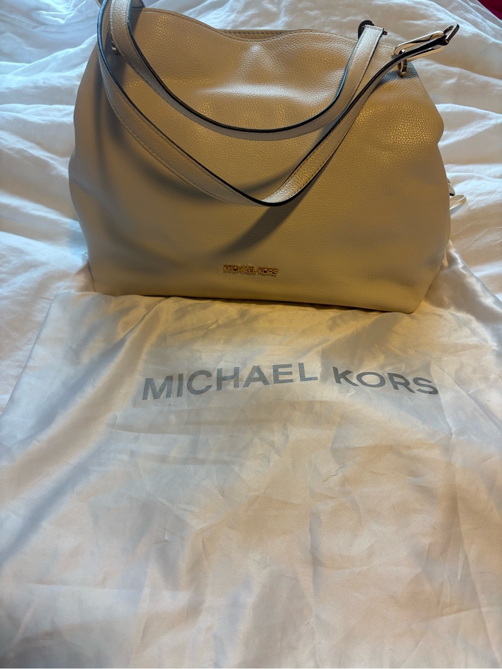 Michael Kors Beige Pebbled Leather Shoulder Bag